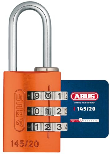 ABUS Candado de combinación 145/20 naranja - candado para maletas, taquillas y mucho más - candado de aluminio - código numérico personalizable - nivel de seguridad ABUS 3