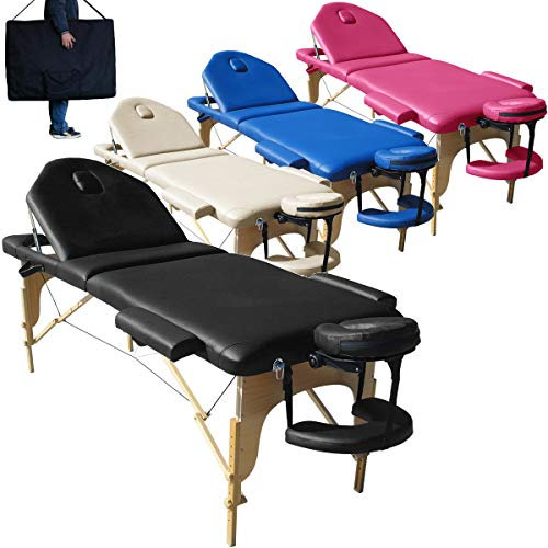 Beltom® LETTINO PER MASSAGGIO PORTATILE 3 ZONE NUOVO MODELLO - DIMENSIONE XL 195 X 70 CM - PANNELLO REIKI - ANGOLI ARROTONDATI E RINFORZATI - ESTETICA FISIOTERAPIA TATUAGGI RELAX -Nero