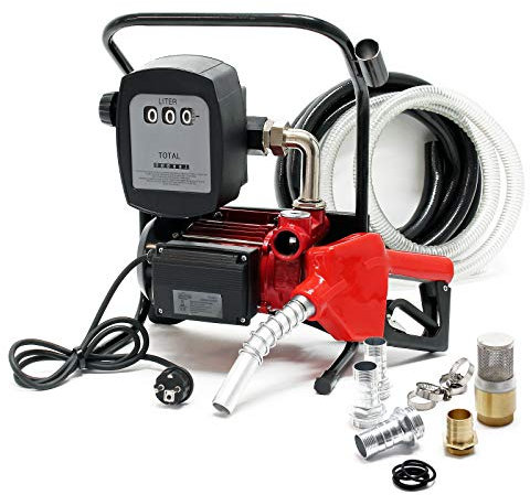 Wiltec Heizöl- und Dieselpumpe 230V/600W 40l/min selbstansaugend Pumpe mit automatischer Pistole, Kraftstoffpumpe, Absaugpumpe