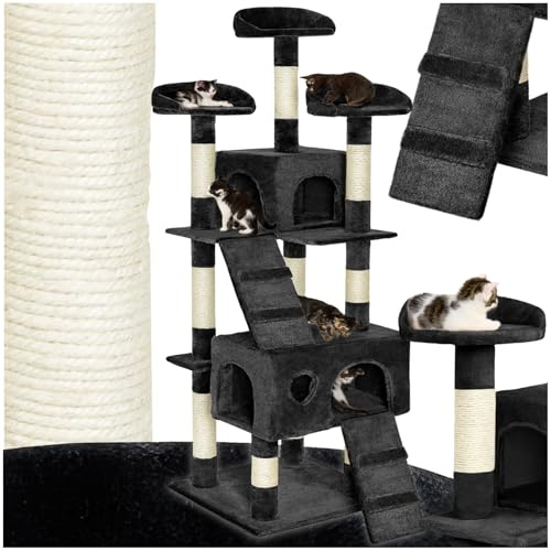 TecTake Rascador para Gatos y Gatos, Altura Total 170 cm, Color Negro | 401117