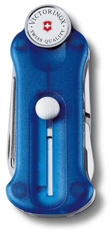 Victorinox Golf Tool, Couteau de Poche Suisse, Multifonction, 10 Fonctions, Marque Balle, Relève Pitch, Bleu Transparent