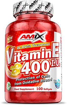 Amix - Vitamina E 400 I.U - Complejo Vitamínico - Potente Antioxidante - Mejora la salud Cardiovascular - Fácil de tomar - 100 cápsulas blandas - 570 g