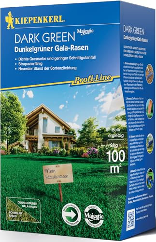 Kiepenkerl Profi-Line Dark Green Dunkelgrüner Gala-Rasensamen 664906 - Besonders dunkelgrüne Ziergräser, Rasensaat schnellkeimend, Qualitätsrasen aus Spitzensorten, 2 kg