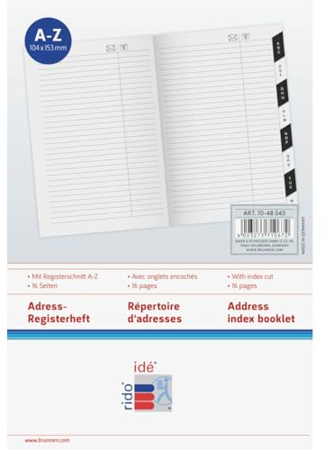 rido/idé Adress-Registerheft | 104×153 mm, Karton, weiß
