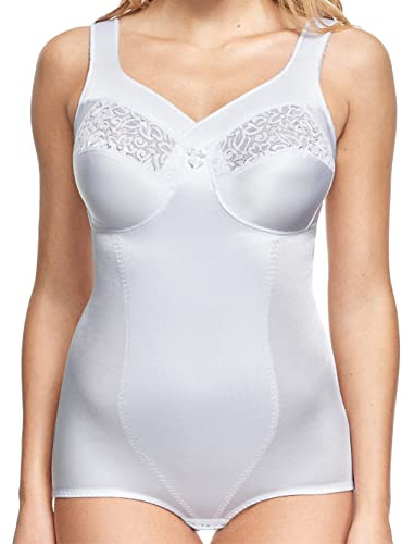 Susa Korselett ohne Bügel Classics I Korselett Damen I Shapewear Damen stark formend I Mieder I Body mit Häkchenverschluss Formt Taille, Bauch & Po, 105C, Weiß (Weiß 003)