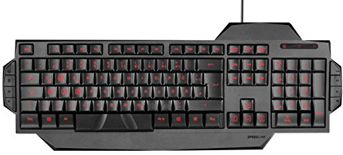 Speedlink RAPAX - Tastiera da gioco etichettata, tasti di gioco ergonomici regolabili in altezza, colore nero, layout NC