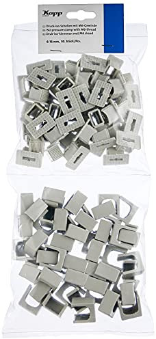 Kopp 343404099 Druck-Iso-Schellen 6-16 mm, 1-fach, mit M-6-Gewinde, 50 Stück, grau