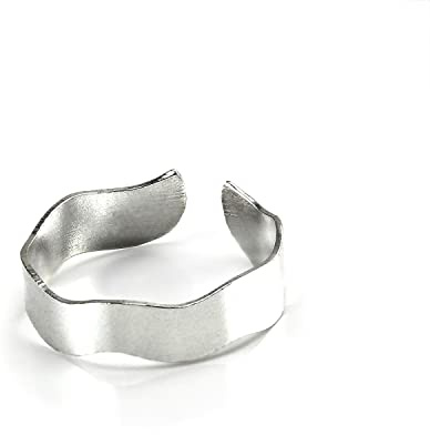 925er Sterling-Silber Zehenring mit Wellendesign | 5 mm | verstellbar