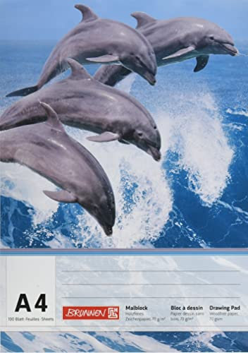 Brunnen Zeichenblock Malblock, 210 mm x 297 mm x A4, 70 g/qm, verschiedene Tiermotive, 1