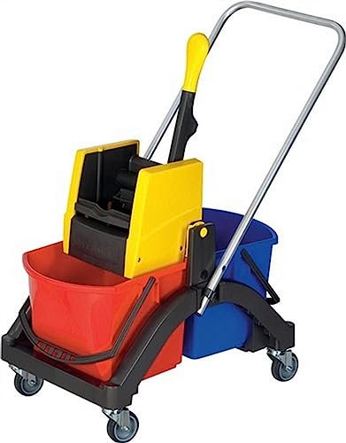 Reinigungswagen 2 Eimer 17l rot/blau