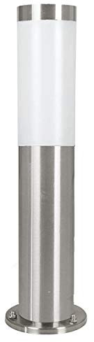 Eglo Helsinki Outdoor Lamp, Electric Garden and Driveway Outside Bollard Light, Stainless Steel and Plastic Lighting in Silver and White. E27 Socket, IP44