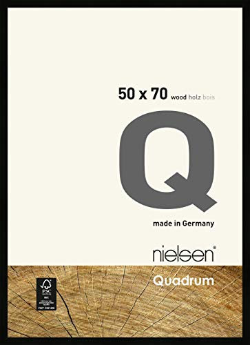 nielsen Bilderrahmen, 50 x 70 cm, Holz, Schwarz, Posterrahmen zum Aufhängen im Hoch- & Querformat, Echtglas, Quadrum