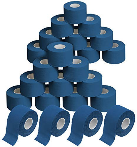 ALPIDEX 24 Rollen Sport Tape Set 3,8 cm x 10 m Gelenk Tapeverband Viele Farben Reißbares Unelastisches Sporttape Hautfreundlich Handball Fußball Volleyball, Farbe:blau