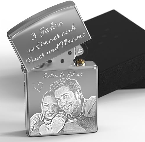 Original Feuerzeug mit deinem Foto | Feuerzeug Chrom poliert, Chrome high Polished | Gravur von deinem Foto | 3Dglas kompatibel mit Zippo