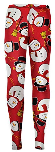 A2Z 4 Kids Flickor Julleggings Tomte Snögubbe Pingvin - Xmas-Legging Snowman Red 11-12
