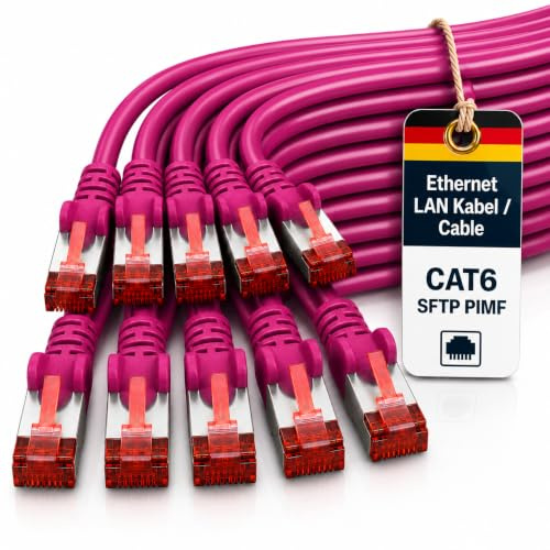 1aTTack.de 10x 0.25m Cat6 Cat.6 Ethernet-Kabel Cat 6 Netzwerk-Kabel Patch-Kabel RJ45 SFTP - Magenta