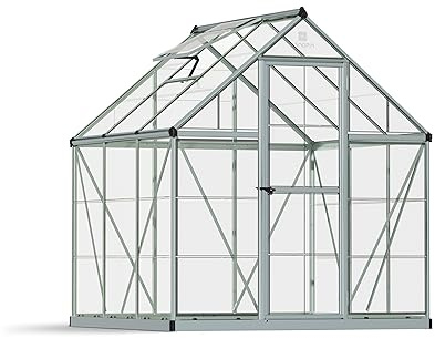 Canopia by Palram Gewächshaus klein Harmony 6x6 Treibhaus 185x186 cm Aluminium Silber Tomatenhaus Polycarbonatplatten UV-beständig