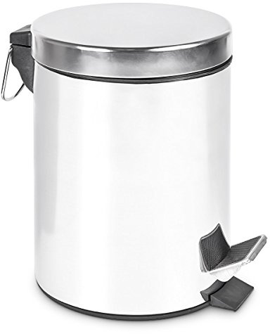 Pedal bin trash can cosmetics bin bathroom 5l satin stainless steel