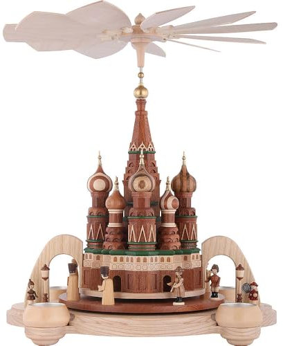 Pyramide de Noël Cathédrale Saint-Basile, la Place Rouge, Moscou, avec des figurines historiques, 1 étage, hauteur 40 cm, naturel, Erzgebirge originale de Muller Seiffen