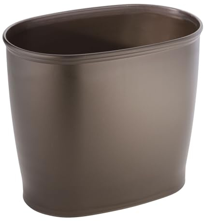 iDesign Slim Plastic Bathroom Trash Can, Small Garbage Bin for Bedroom, Office, Desk, Dorm, Bronze