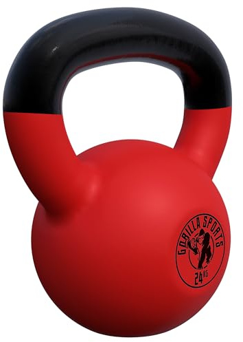 GORILLA SPORTS® Kettlebell 2–32 kg aus Gusseisen, Neopren, Set oder einzeln | Kugelhantel mit breitem Griff und flachem Standboden; bodenschonend für Home Gym, Fitness, Ganzkörper- und Krafttraining