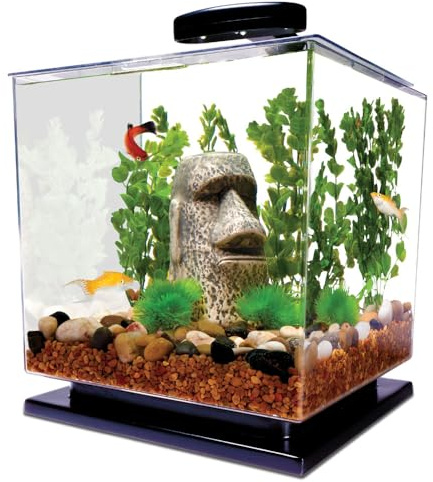 Tetra 3 Gallon Fish Tank, Aquarium Starter Kit with Pedestal Base, LED Light and Filter, For small tropical fish, guppies, goldfish, or betta