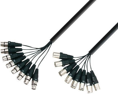 Adam Hall Cables 3 STAR LOOM 8 MF 0500 - Studio Loom Kabel, 8x XLR female auf 8x 3-Pol XLR female male, schwarz, 5m