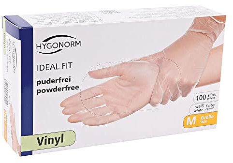 Hygonorm Vinyl-Handschuhe IDEAL FIT puderfrei, extra leichte Qualität, Größe L