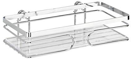 WENKO Wandablage Premium, Offener Wand-Caddy, Rostfreier Edelstahl/Kunststoff, 24 x 6,5 x 13,5 cm, Glänzend