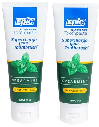 Epic Zahnpasta, fluoridfrei, Xylitol Zahnpasta, Spearmint, 12 ml Tube (Multipack)