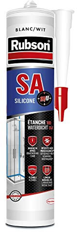 RUBSON SA 1 heure , Mastic Sanitaire à Séchage Rapide, Joint Silicone tous Matériaux, Blanc, Cartouche de 280 ml