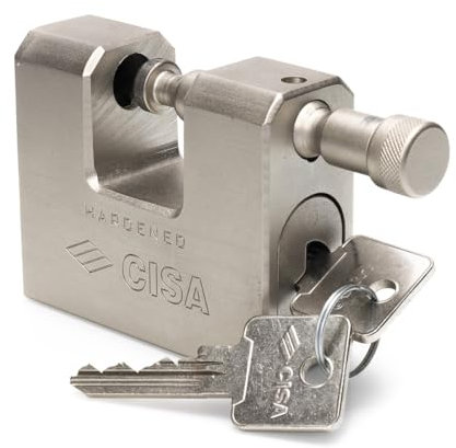 CISA - Lucchetto Antiscasso Corazzato in Acciaio Monoblocco 12855L840 - Lucchetto con Chiave LIM per Sicurezza a Casa e Lavoro - Antiscasso Blindato 84 mm