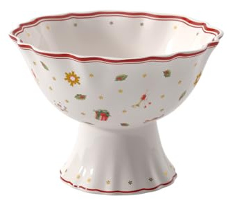 Villeroy & Boch 14-8585-3842 Taza para postres con pie Toy's Delight, para Navidad, 15 cm, en Festivo Embalaje de Regalo, Porcelana, Blanco/Multicolor, Pequeño