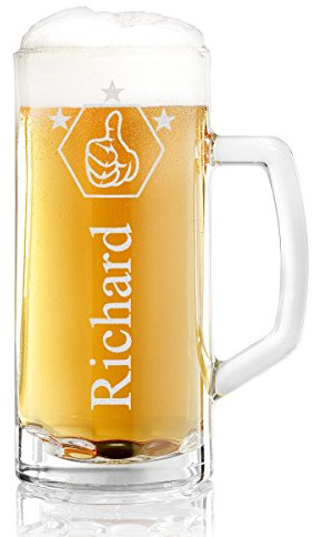 polar-effekt Bierglas mit Gravur - Bierkrug 0,5l personalisiert als Biergeschenk - Geburtstagsgeschenk für Männer - Geschenkidee mit Name Bier - Männer Geschenke - Motiv Daumen Hoch