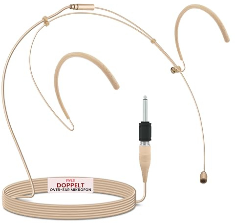 Pyle Double Over-Ear Microphone Headset - Professional Hands-Free Omnidirectional Wired Audio Boom Condenser Microphone Headset w/ 3.5mm / 1/4 Adapter, 1.2m Cable, and Windscreen.