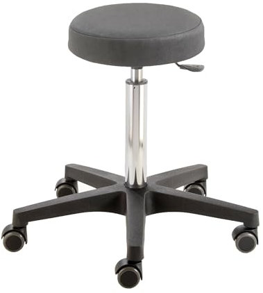 Prova Nova GmbH Rollhocker Comfort 4400, Sitzhöhe ca. 54-73 cm, Rundsitz Ø 33 cm, Rollen/Bodengleiter:weiche Radbandage, Polsterdekor:Dekor schwarz