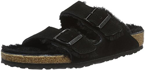 Birkenstock Arizona Sheepskin VL 752661, Sandali da Donna con Tacco, Nero, 38 EU