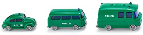 Wiking 093500 Spur N Polizei-Einsatzfahrzeuge 3er Set Käfer VW-Bus MB-Gruppentransporter 1:160