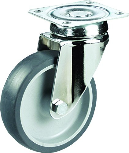 Edelstahl Apparaterollen ø 50mm Plattenbefestigung, rostfrei, Gummirad, Gleitlagerung, Lenkrolle, Edelstahl, VA, VA2, Inox