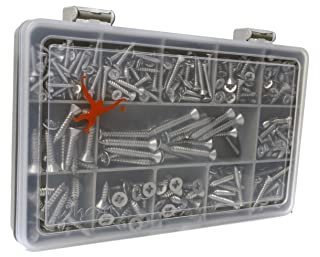 Set of 410 Assorted Pozi Countersunk Self Tapping Screws -DIN 7982 CZ- No.2, No.4, No.6 and No.8, A2-70 (304 Grade) Stainless Steel - Sturdy Recycled Compartment Box