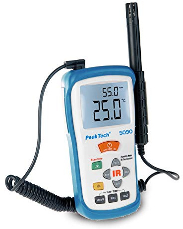PeakTech P 5090 Thermomètre hygromètre infrarouge ~ -50 +500 °C ~ 5 95% RH ~ avec température de l'air
