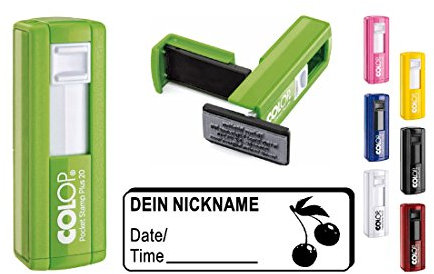 Geocachingstempel « KIRSCHEN » mit persönlichem Cachernamen/Nicknamen - Geocaching Stempel Pocketstempel Logbuch