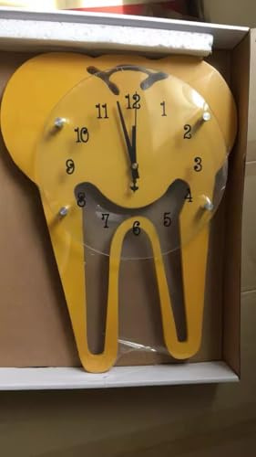 Eastdental Yellow Teeth Shape Wall Clock for Clinic Decoration Dentist Gift