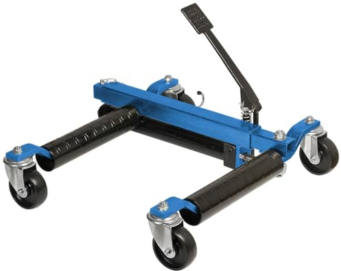 SW-Stahl 20723L Rangierwagenheber - Hydraulisch bis 680 kg - Reifenheber | Werkstatt Kompakt-Wagenheber für Reifen bis 300 mm Breite, Fußpedal-Bedienung, 4 Lenkrollen, 18 kg Autoheber