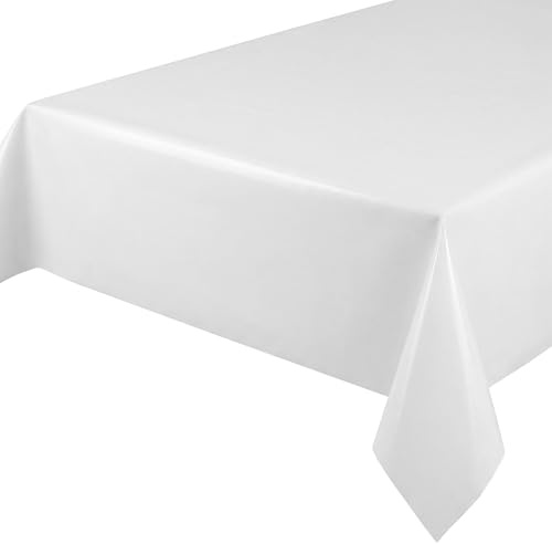 BEAUTEX Wachstuchtischdecke eckig 140x120 Weiß abwischbar einfarbig Uni | wasserundurchlässig, pflegeleicht, strapazierfähig, zuschneidbar, glatte Oberfläche, ideal für Küche, Garten & Balkon