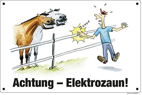Stalltafel/Schild Achtung - E-Zaun! | 30 x 20 cm, wetterfest, Warnschild Elektrozaun