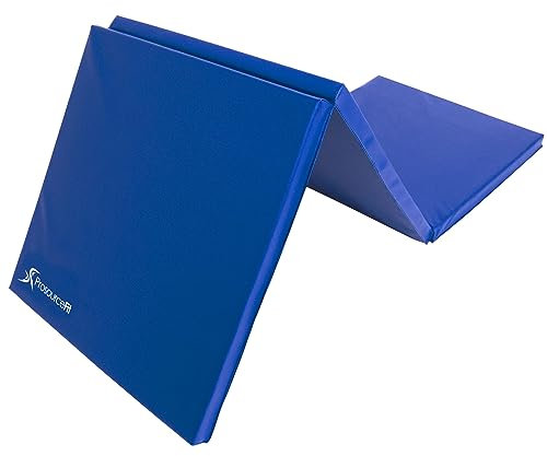 ProsourceFit dreifach faltbare dicke Trainingsmatte 183 cm x 61 cm mit Tragegriffen für MMA, Gymnastik Core-Workouts, blau