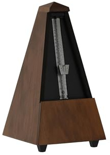 Wittner Metrónomo Taktell Forma de Pirámide Sistema Maelzel Serie 800 - Carcasa de madera maciza - Sin campana - Nogal mate - Mecánico para dar cuerda - No se requieren baterías - Hecho en Alemania