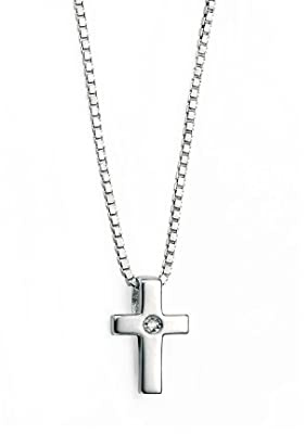 D for Diamond Sterling Silver P800 Girls Diamond Set Cross Pendant
