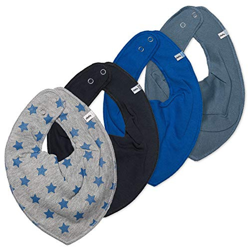 Pippi 4er Set Baby Dreieckstuch Halstuch Lätzchen 4 Stück * Sterne & Blau & Grau